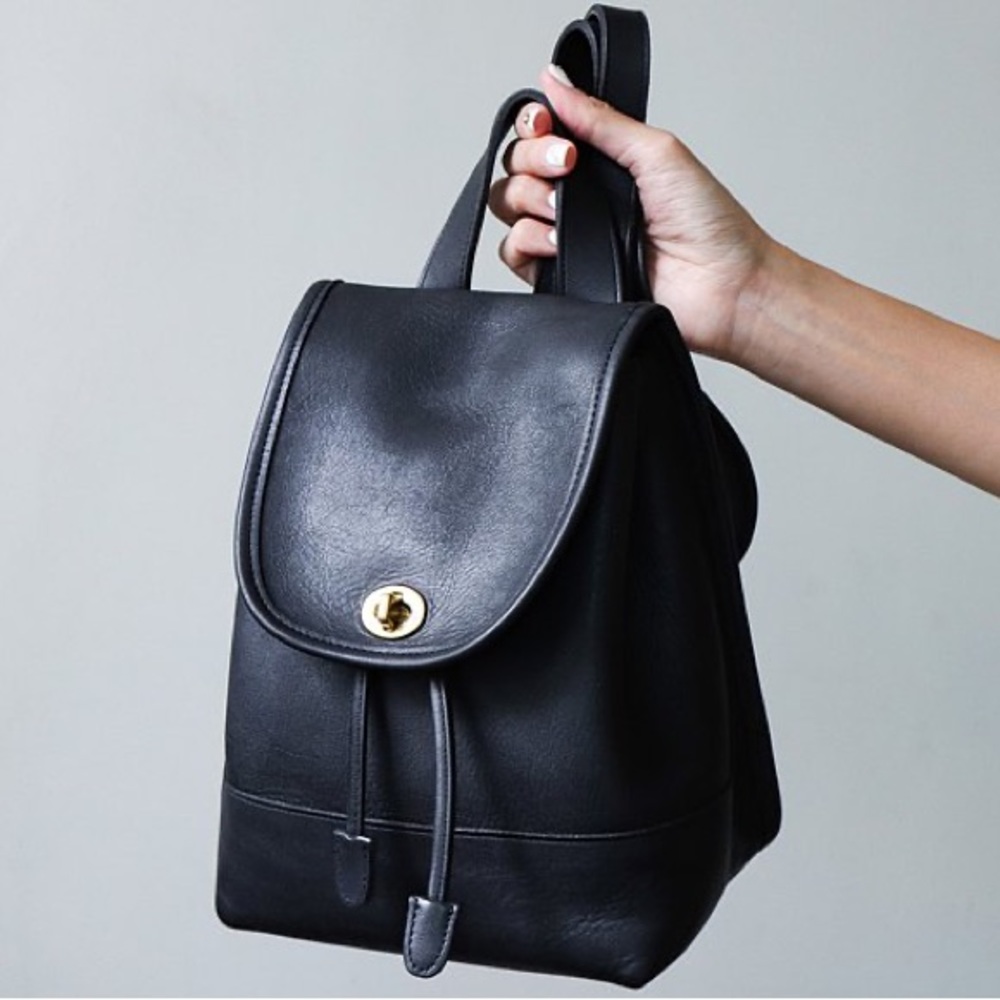 Vintage Coach Large Daypack black with nickel hardware